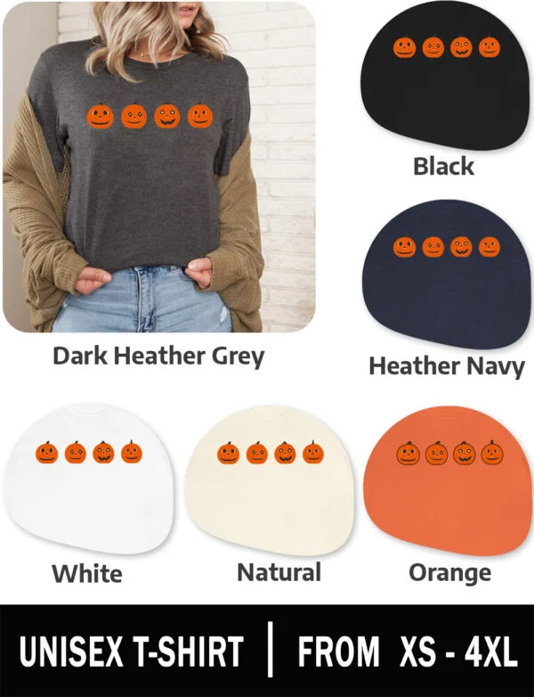 Halloween Funny Pumpkins Retro Jack o Lantern Graphic Unisex T Shirts For Women