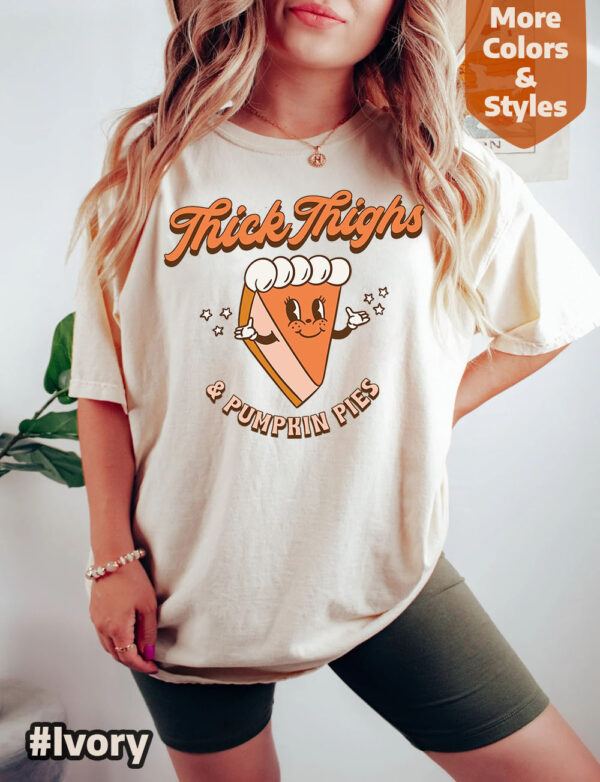 Thick Thighs and Pumpkin Pies Retro Halloween Comfort Colors T Shirt